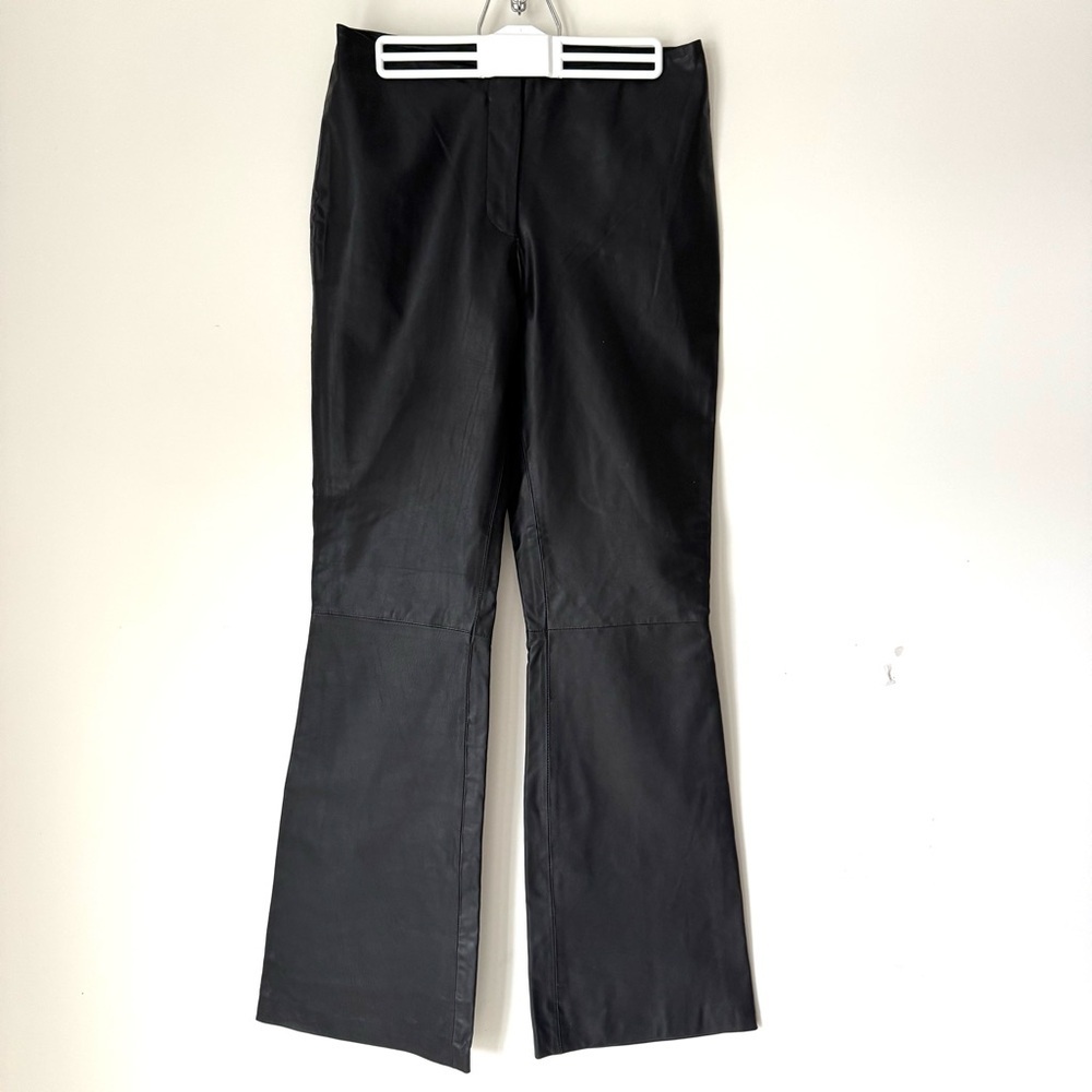 Hennes Collection Vintage Black Bootcut Genuine Leather Pants Sz 12 Mid Rise